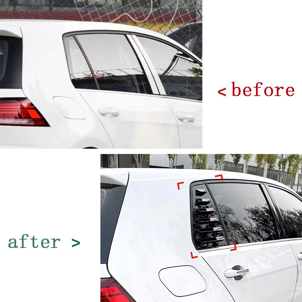 Car Window Scoop Blind Cover For Golf MK7 7.5 2013-2019 Rear Window Louvers 1 Pair Air Vent Scoop Shades Cover Auto Accessories