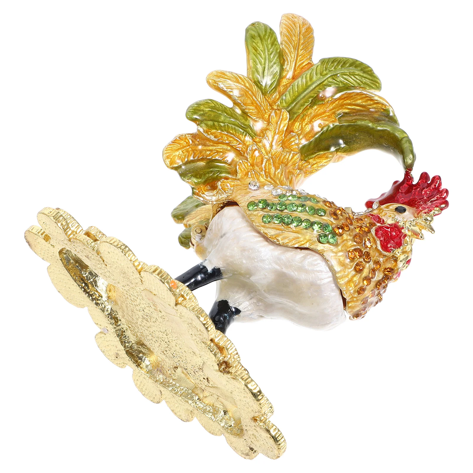 

Rooster Figurine Jewelry Box Home Decor Cute Cartoon Chicken Decoration Animal Trinket Hinged Storage Collectibles Keepsake Bird