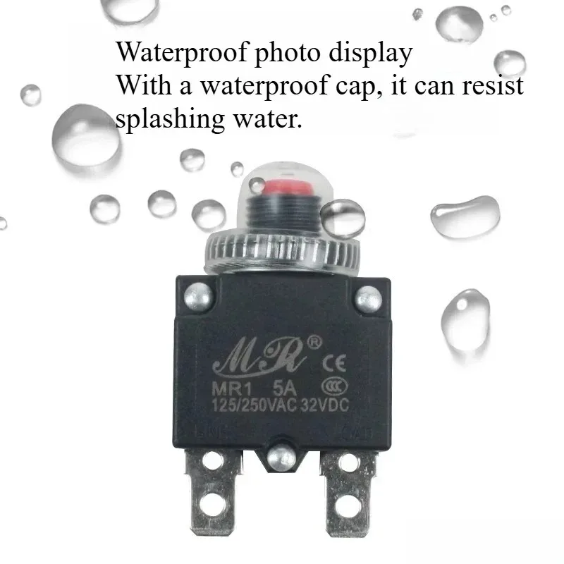 1Pcs Circuit Breaker+Waterproof CAP 3A,4A,5A,6A,7A,8A,10A,15A,18A,20A,25A,30A Thermal Switch Overload Protector Push Button