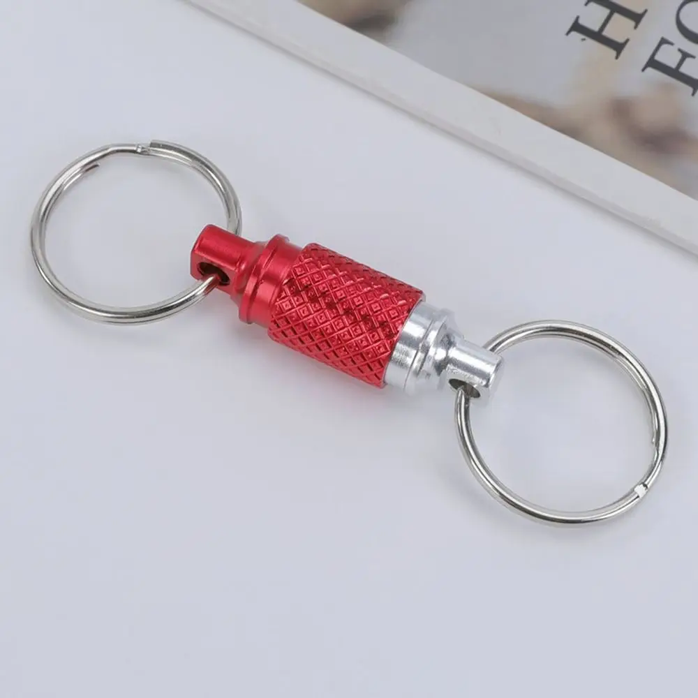 Double Headed Quick Release Keychain Aluminum Alloy 360° Rotation Detachable Keychain Retractable Quick Pull Design Keys Fob
