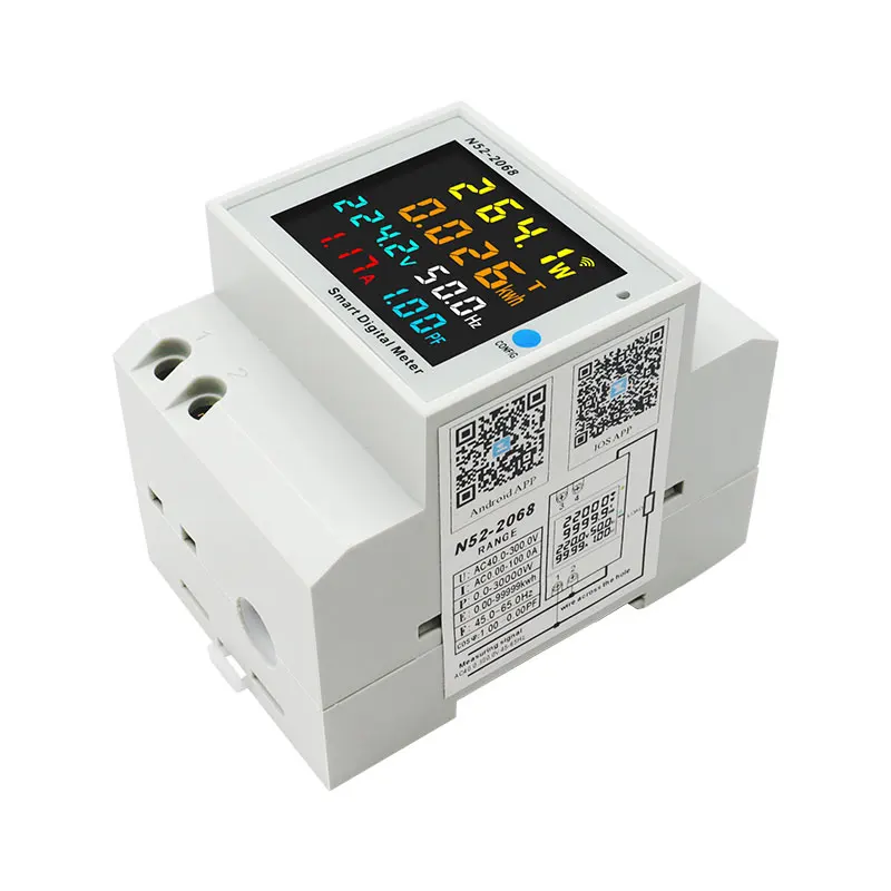 N52-2068 Din Rail WiFi Smart Energy Power Meter 40-300V Electricity Ammeter Remote Networked Meter Reading