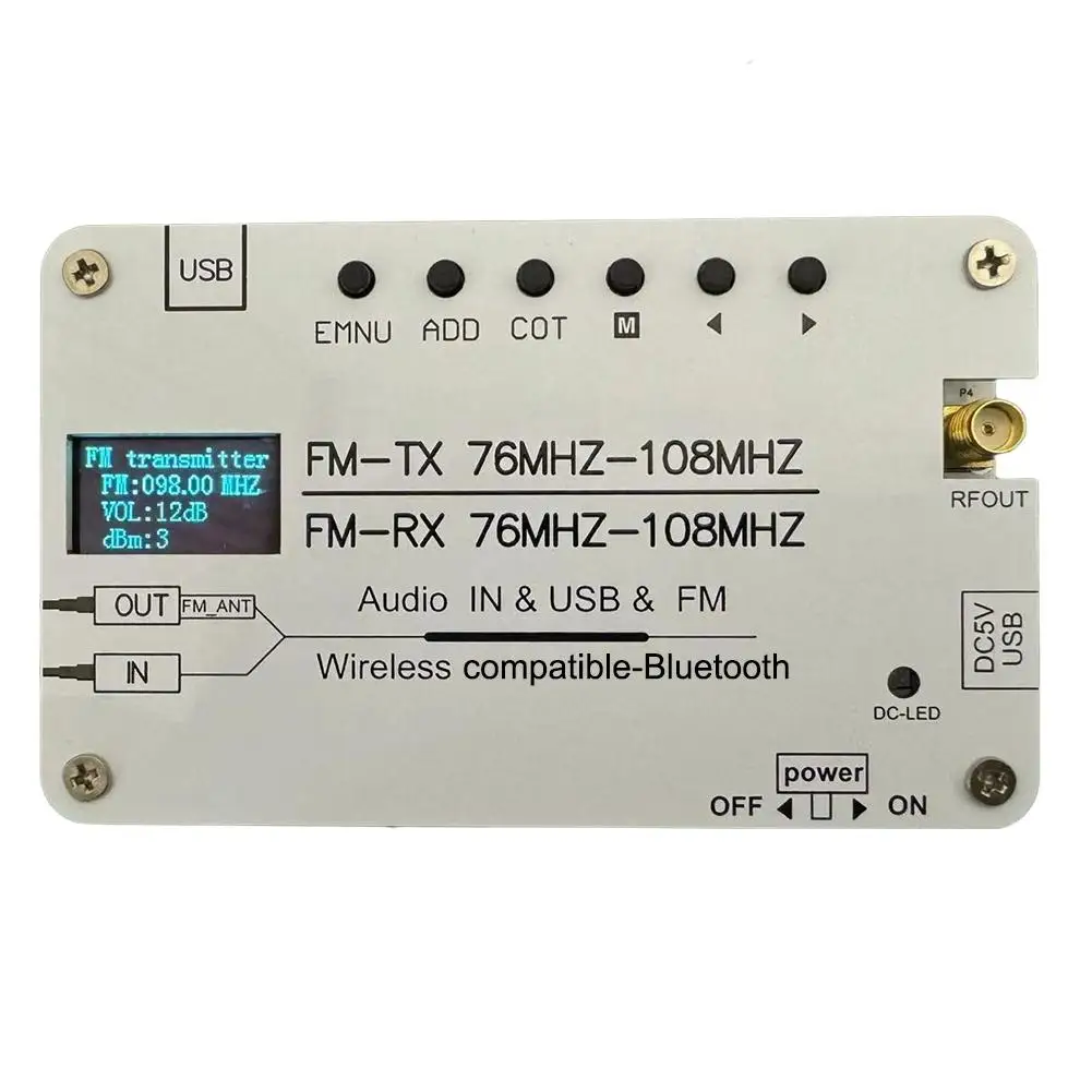 76-108MHz For FM Radio With For OLED Display For DSP Broadcast For Audio Wireless Transmission Device