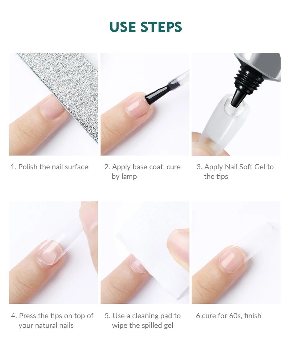 NAILPOP Soft Nail Tips Gel Soak Off Gel-Kleber zum schnellen Einfügen, gefälschte Spitzen und Strasssteine, UV-Gelee-Nagellack, Nail-Art-Werkzeuge, 20 g – Detail 11