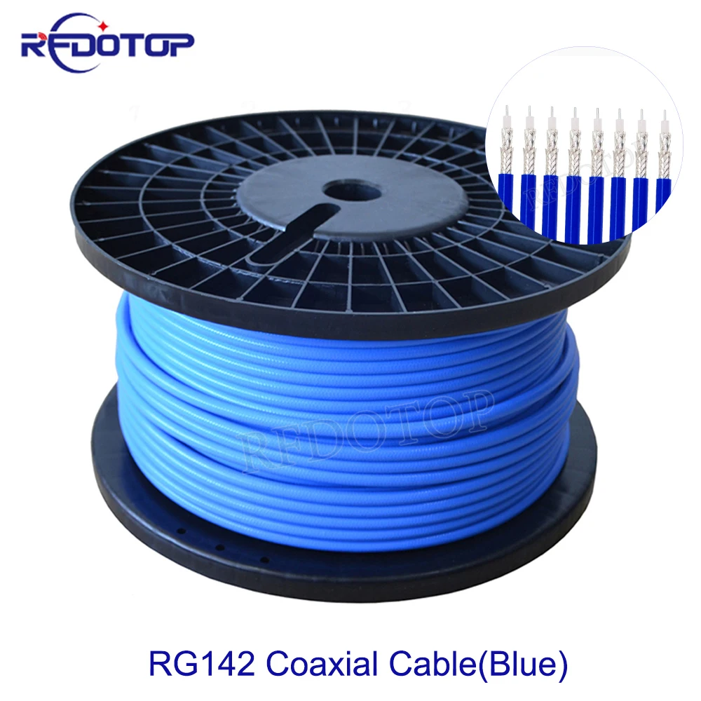 RG142 Brown/Blue FEP Jacket 50-3 Double Shielded RF Coaxial Cable RG-142 Coax Cable 50 Ohm  Low Loss High Quality