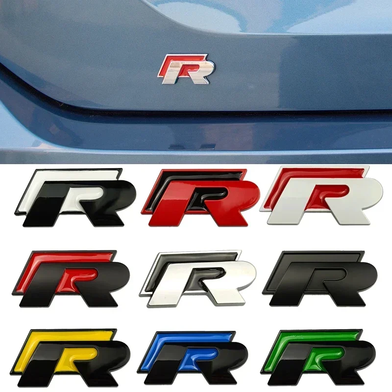 Metal Car Grille Emblem Rear Trunk Badge Stickers for Volkswagen VW R Rline Polo Golf Jetta Beetle CC Bora Tiguan Touran Passat