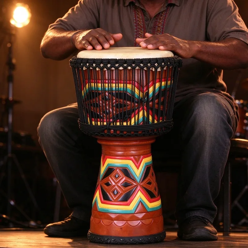 12 Inches Djembe Sheepskin Professional Solid Wood African Drum Adult Beginner African Drums Musical Instruments Percussion