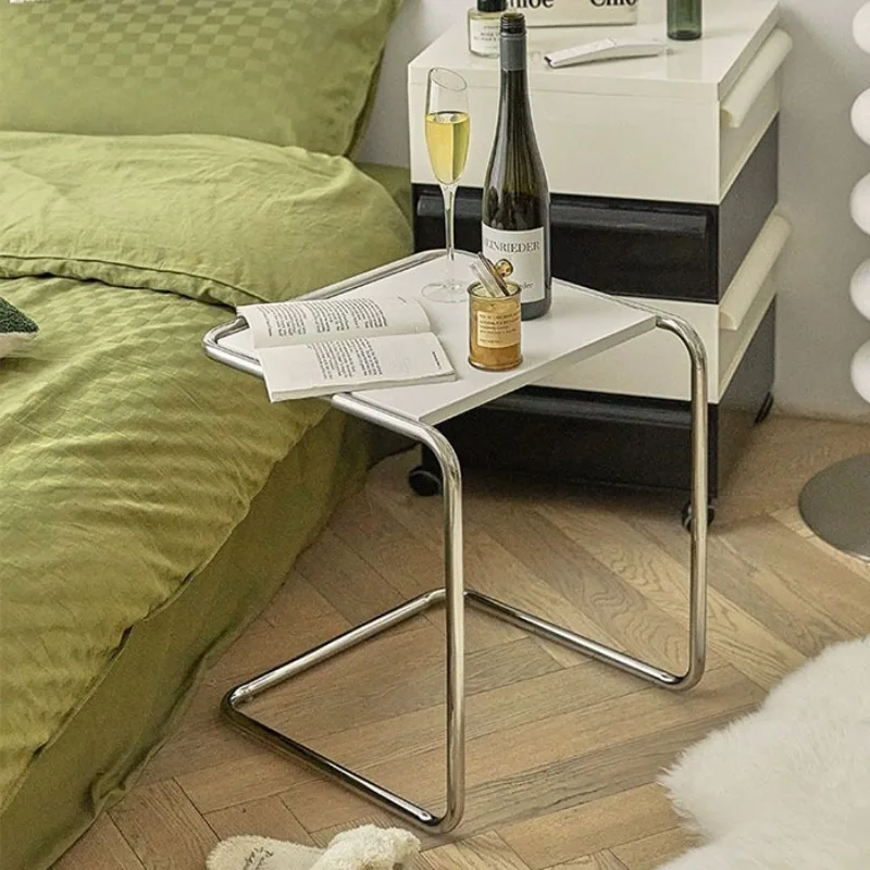 

Stainless steel coffee table antique simple table Korean ins style coffee modern sofa shelf bedroom side table