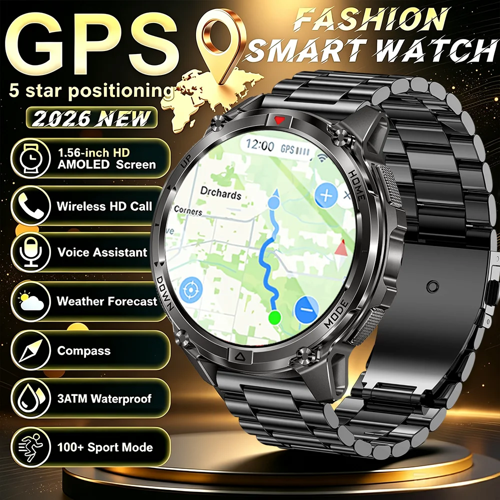 2026 New T-Rex3 Pro 560mAh Battery Smart Watch GPS Path 5ATM Waterproof Sports Run Tracker Outdoors Compass Military Smartwatch