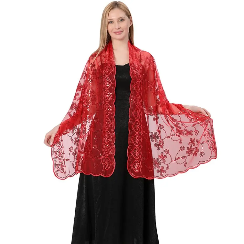 

Прозрачные шали с вышивкой и пайетками, ажурные тюлевые накидки с бахромой, разноцветные аксессуары для танцев, шарфы для вечерних платьев