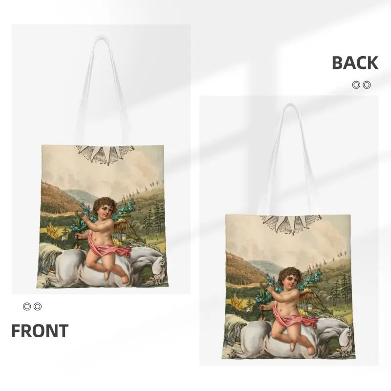 Recycling Victorian Era Shopping Bag Women Shoulder Canvas Tote Bag Washable The Sun Major Arcana Grocery Shopper Bags