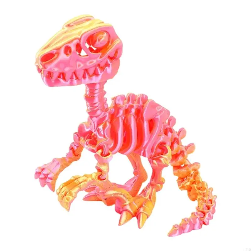 

D7YD Vibrant Color Print Dinosaur Bone Model Figure Poseable Raptors Skeleton Figurine For Dinosaur Fans Home Decoration