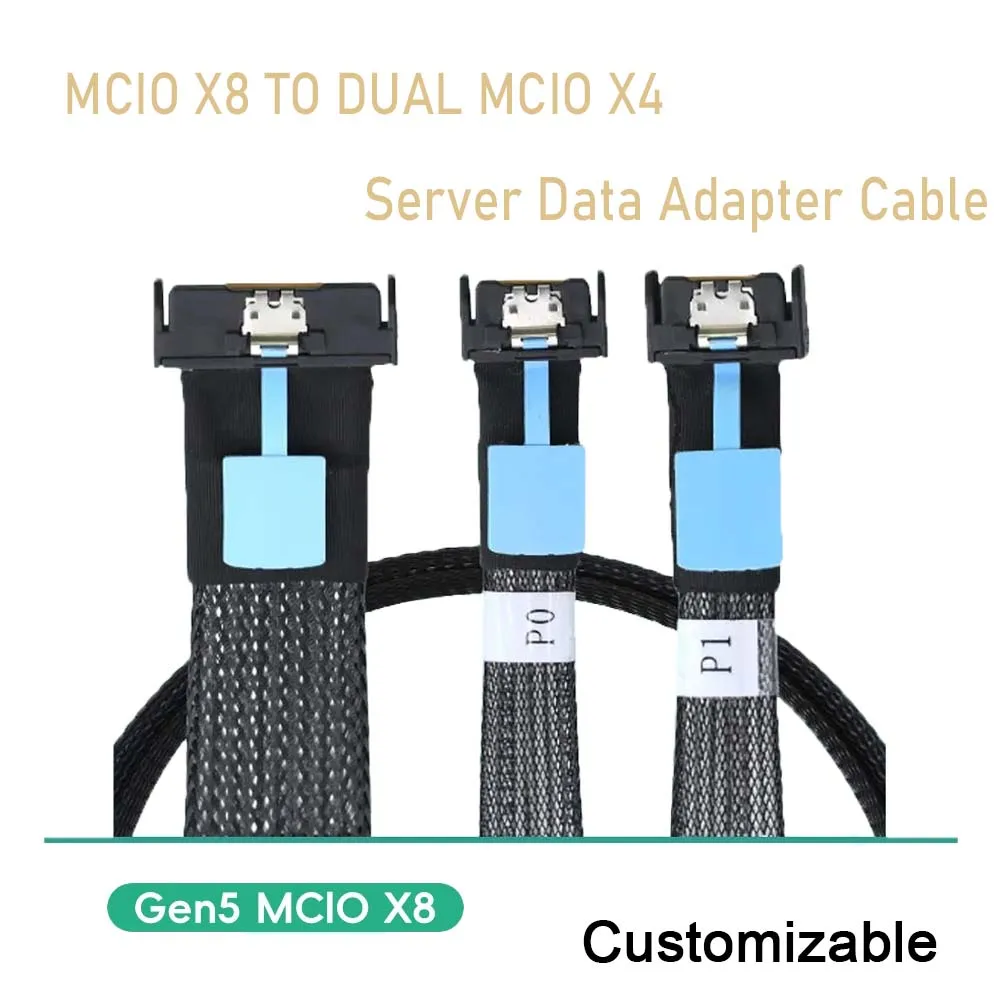 

Gen5 MCIO X8 To Dual MCIO X4 Server Data Cable for Pc Customized Gen5 MClo X8 Adapter SFF-8611 8639 8643 SATA3.0 Male To Male