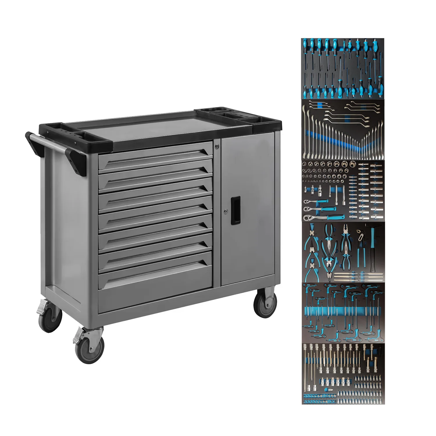 New Design Customized Garage Workshop 7 Drawers Metal Rolling Tool Cabinet/Trolley/Cart