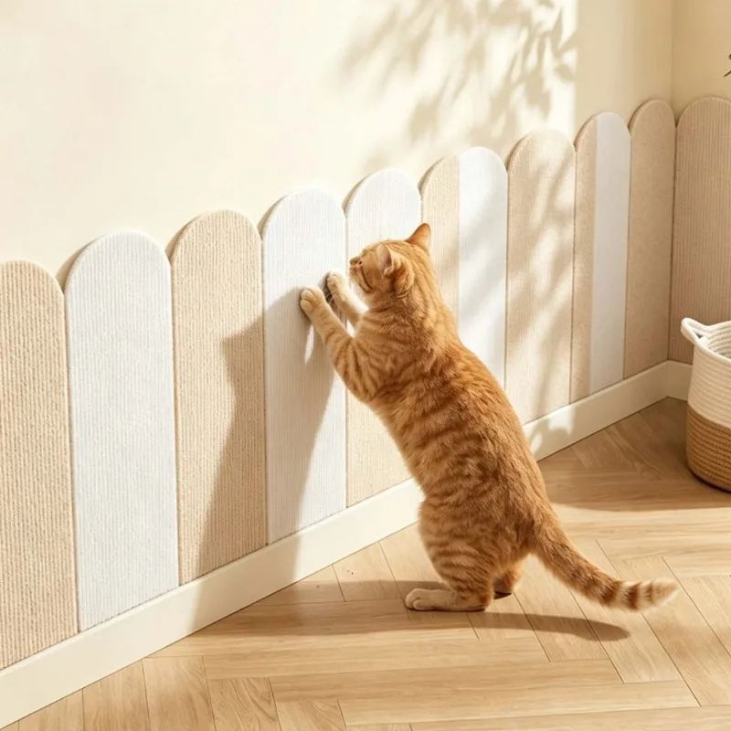 Self Adhesive Cat Scratcher Mat Trimmable Wear Resistant Lint Free Soft Fabric Sofa Wall Furniture Protector Strong Stickers