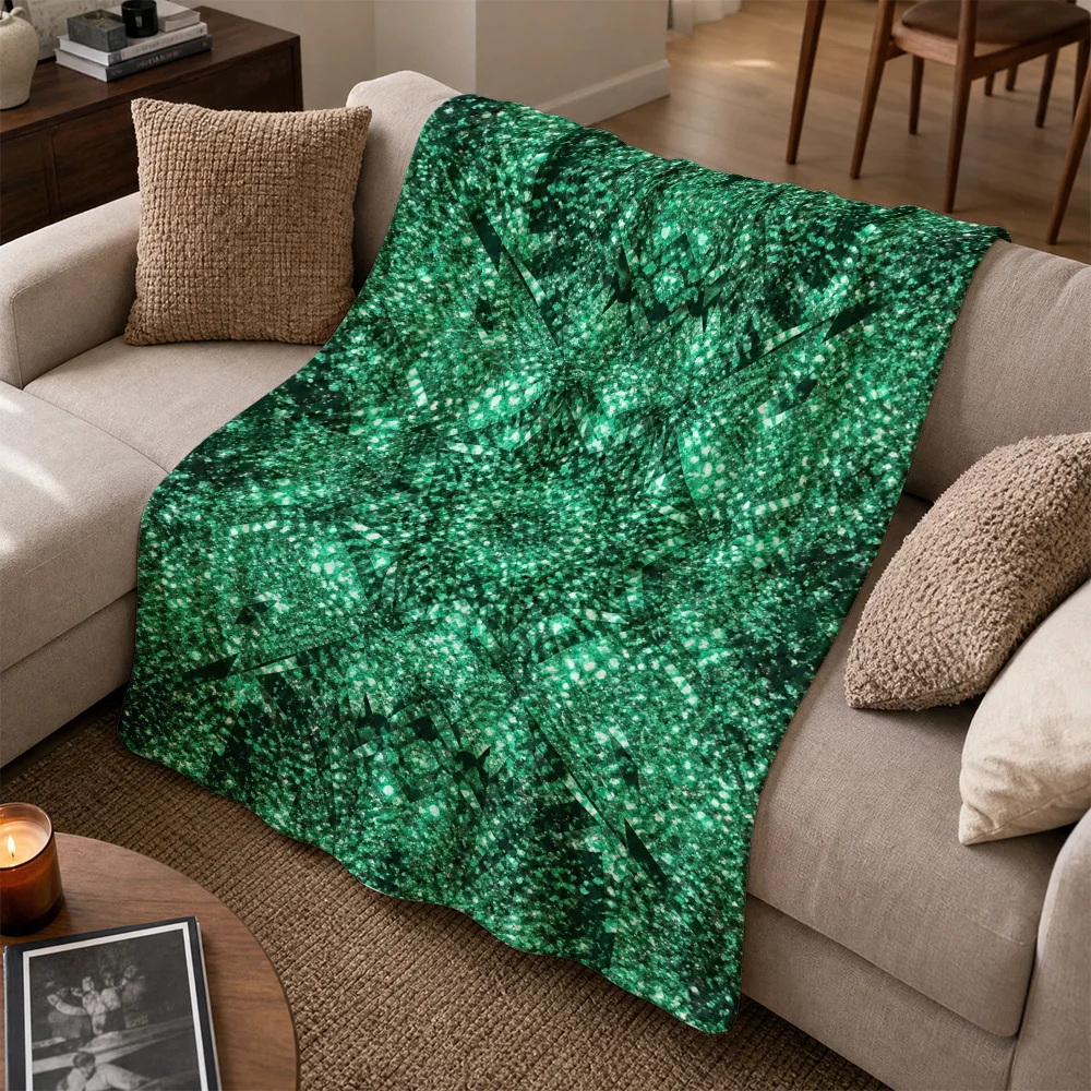 Luxury Emerald Green Throw Blanket Sofa Couch Accent Decor Plush Fleece Winter Throws for Living Room Home Decor Gifts Botanical