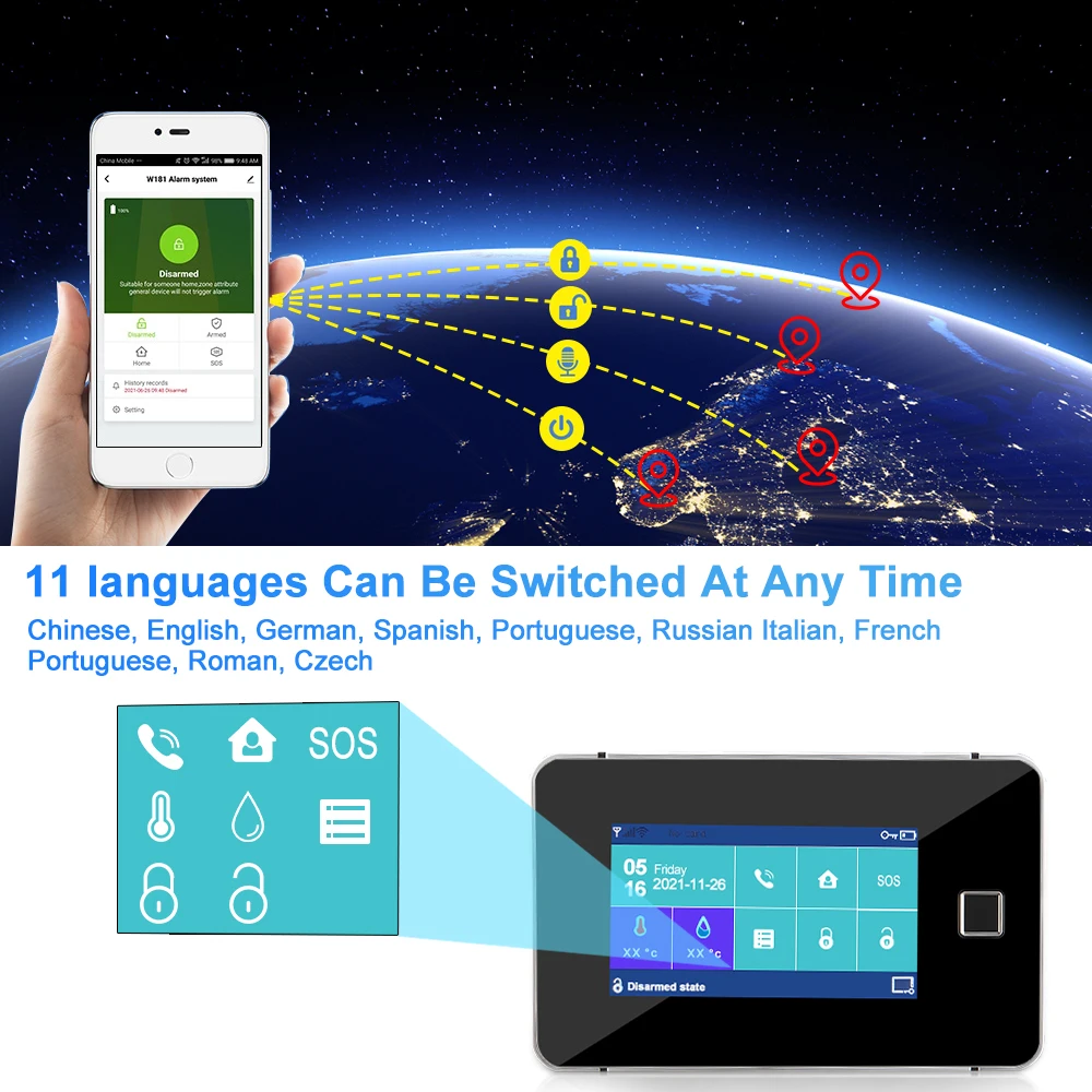 WSDCAM-sistema de alarma inteligente para el hogar, kit antirrobo con Sensor de movimiento, Control remoto para Alexa y Google, Tuya, WiFi, GSM