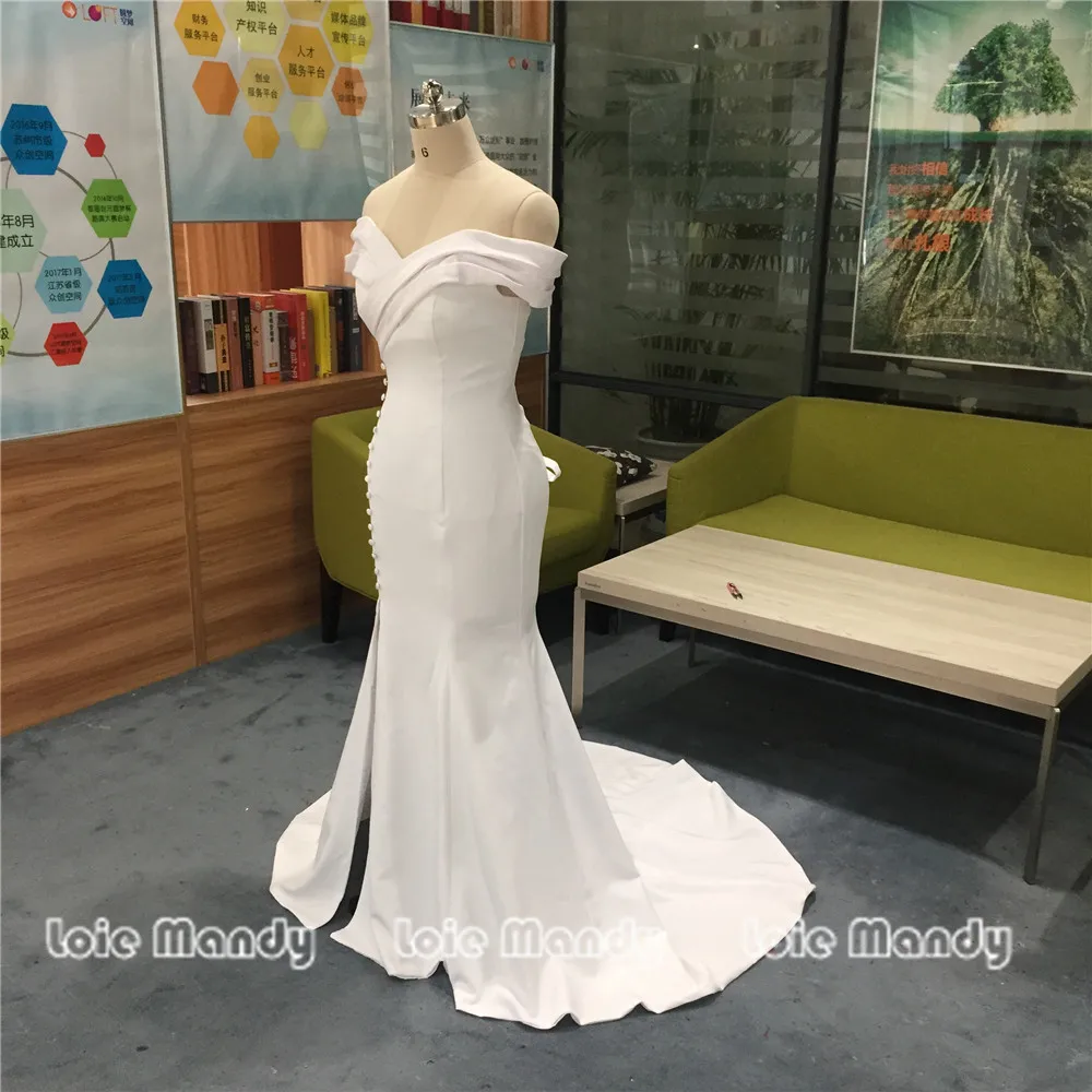 Incrível dividir vestidos de noiva sereia longo 2022 elegante fora do ombro branco boho vestidos de noiva baratos plus size vestido de noite