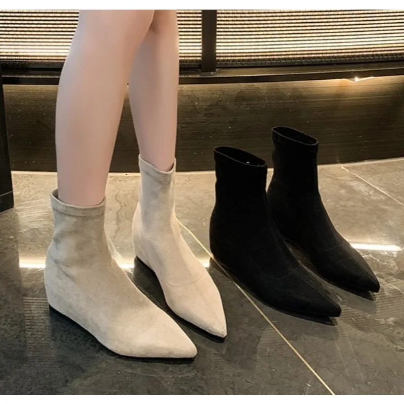 

Winter Women's Ankle Boots Fashion Pointed Toe High Heel Short Boats Ladies Elegant Morder Bootties