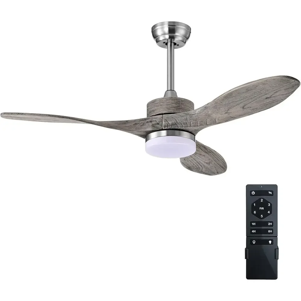 

48-дюймовый потолочный вентилятор с подсветкой, пультом дистанционного управления, 3-лопастным креплением, двигателем постоянного тока, 6 скоростями, 8-часовым таймером, подходит для низкопрофильных помещений, спален