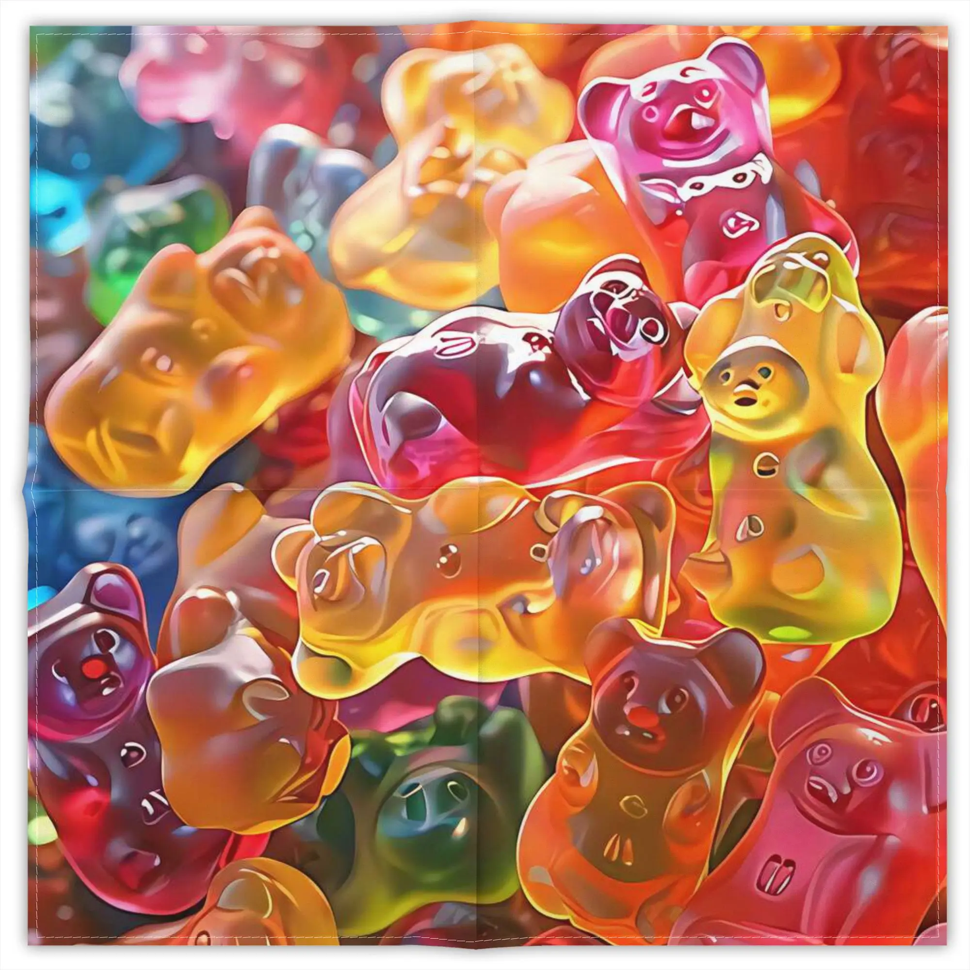 

Gummy Bears Candy Fashion Square Scarf Decorative Polyester Printed Daily
