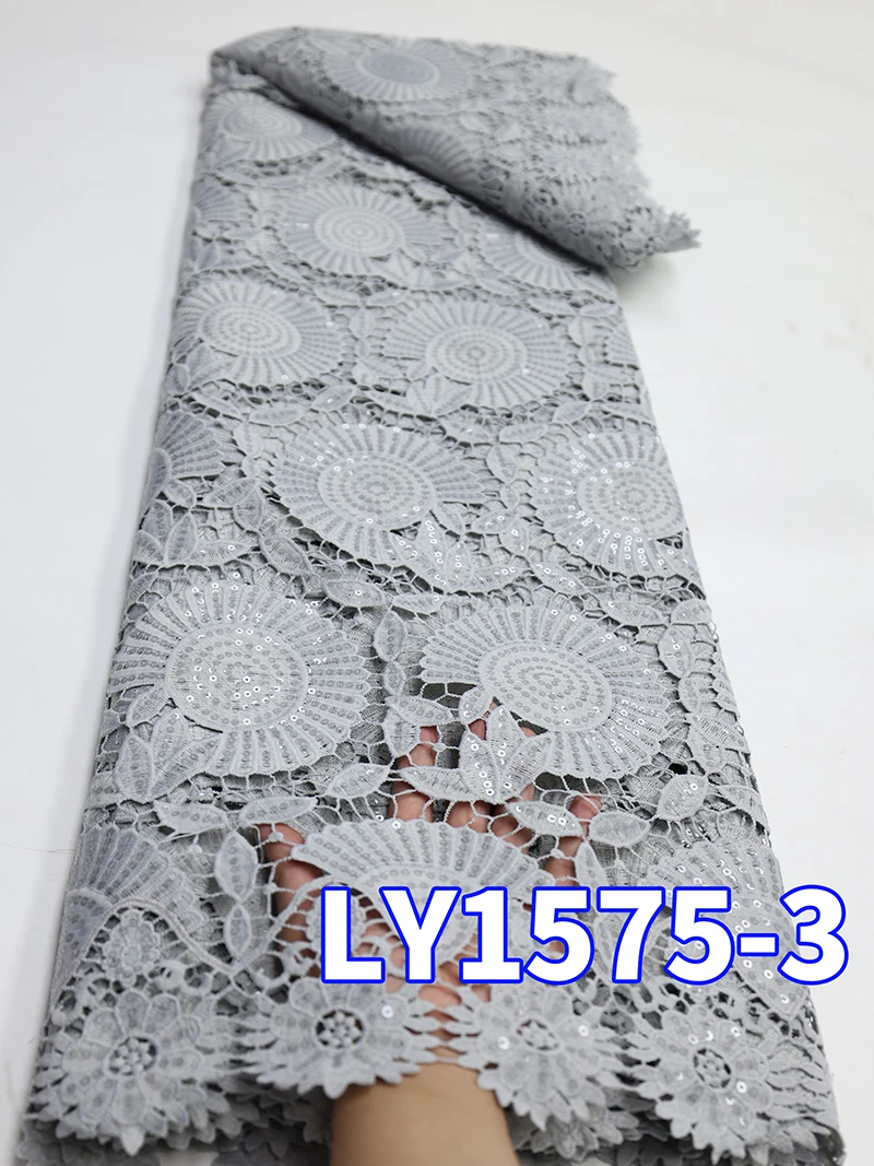 PGC African Tissue Cord Lace Fabric High Quality Lace Sequins Nigerian French Sequins Lace Tulle Mesh Fabrics For Dress LY1575