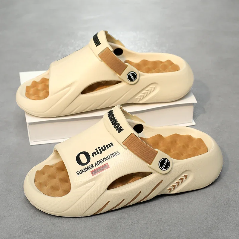 

Summer Men Massage Slippers Indoor Outdoor Sandals Beach Casual Shoes Soft Sole Slides Men Flip-flops Men's Sandals Big Size 47