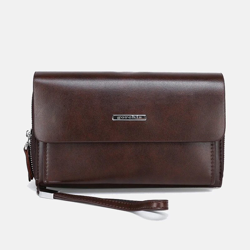Clutch Bag for Men Long Wallet Luxury PU Leather Pouch Zipper Passcard Holder Phone Pouch Porter Necessaire Bag Male Briefcase
