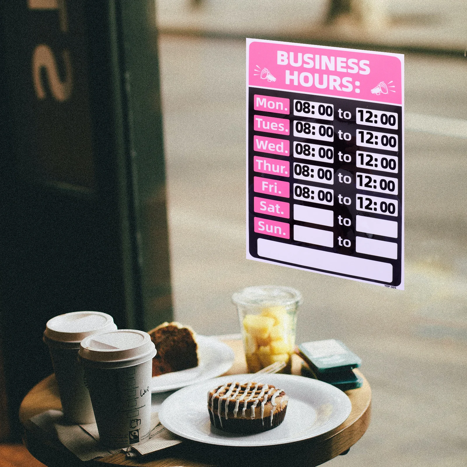 

2Pcs Business Operation Hours Sign Stickers Strong Adhesive Waterproof Indoor Outdoor Use for Store Cafe Club Nail Salon