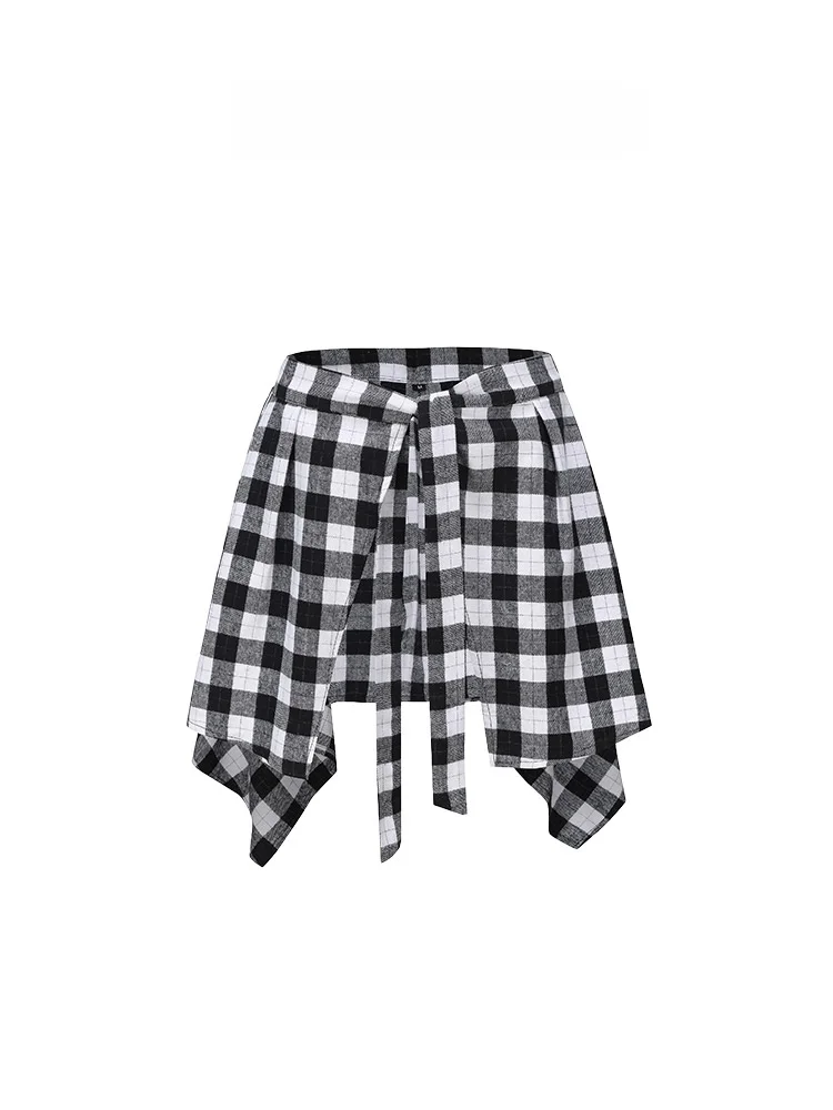 

Цельная клетчатая юбка Sa из чистого хлопка, танцевальная уличная одежда, спортивная юбка нестандартной формы, женская юбка Faion с поясом