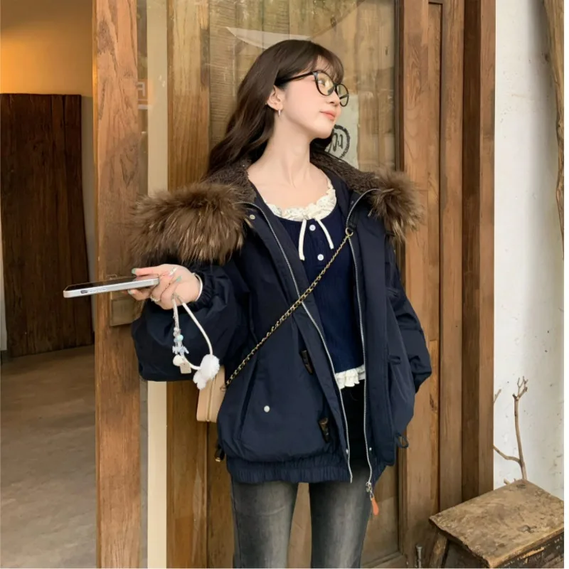 Autumn Winter Parkas Women High End Jackets Vintage Basics Women Clothing Casual Padded Korean Style Loose Coats Outerwear C192