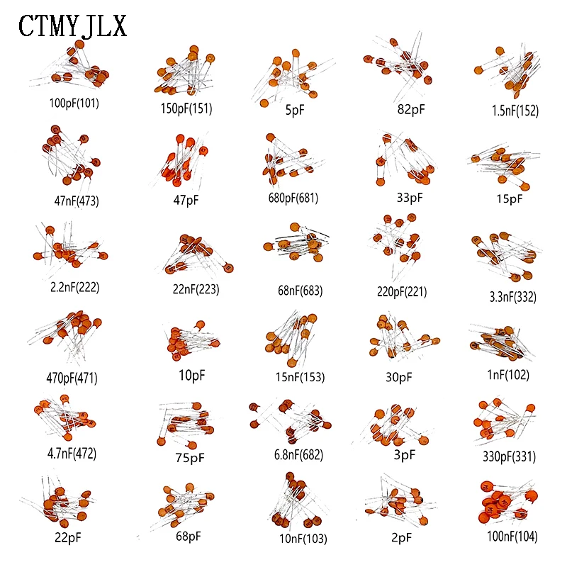 30 Giá Trị 2pf-0.1uf 100nf Gốm Tụ Điện Bộ 2/3/5/10/22/30/33/47/68/82/100//220/330/470/680/Pf/P tụ Điện Năm 1/1. Năm 5/2. Năm 2/3.3/NF