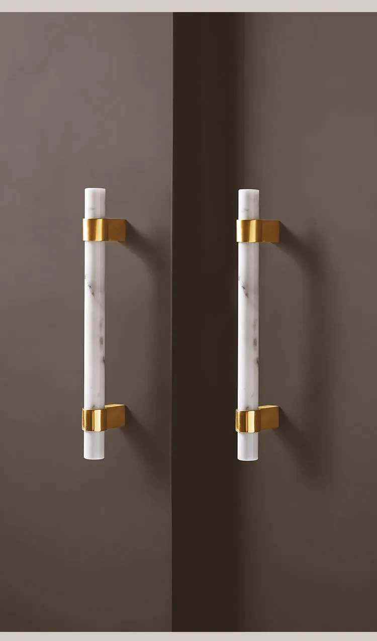 Luxury Nordic Marble Brass Drawer Handle for Wardrobe Cabinet Door Furniture Pull