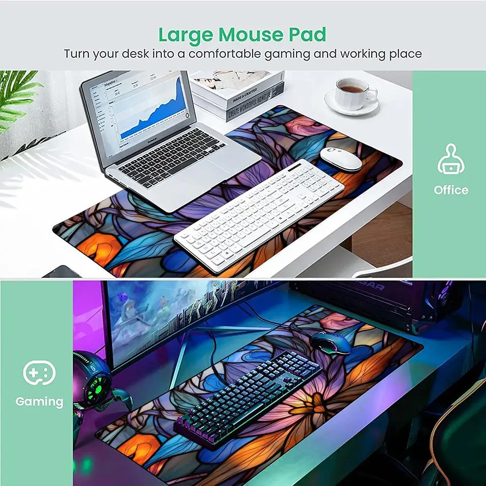 컬러 유리 스타일 고스트 나이트 마우스 패드 데스크 매트 게임 매트 게이머 pc 액세서리 미끄럼 방지 고무 베이스 키보드 마우스 패드