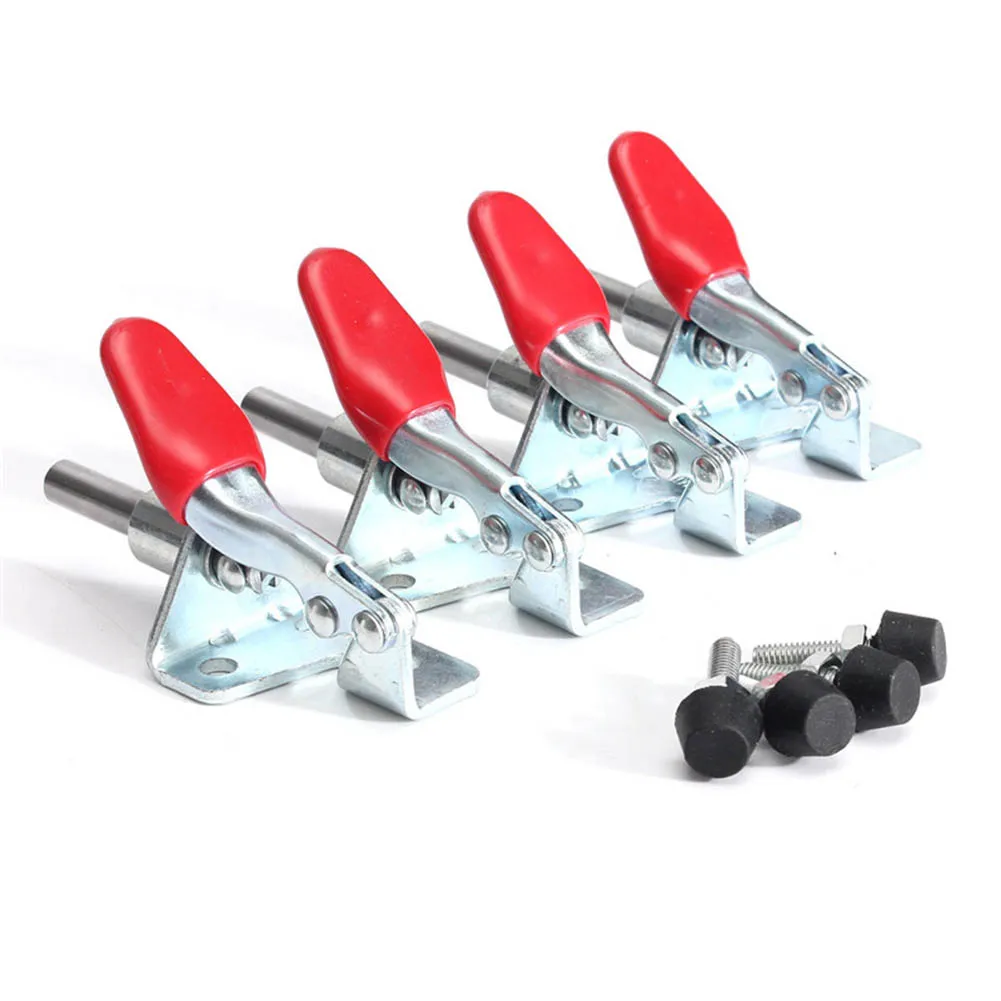 4Pcs GH-301AM 45Kg Toggle Clamp Quick Release Pull Action Vertical/Horizontal Type Clamps U-shaped Bar Hand Tool For Woodworking