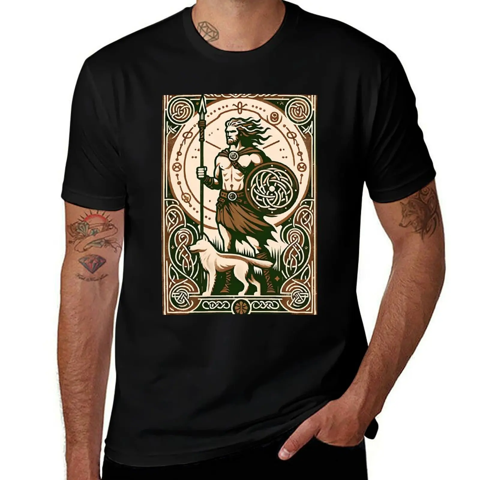 

Cu Chulainn - Celtic Revival Style Poster Design T-Shirt tops for a boy graphic tee shirt black t-shirts for men