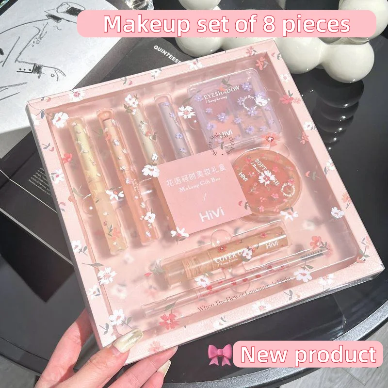 مجموعة مكياج فلاور نوز للنساء، مجموعة كاملة، مجموعة منتجات مكياج طويلة الأمد، 8 قطع أحمر شفاه