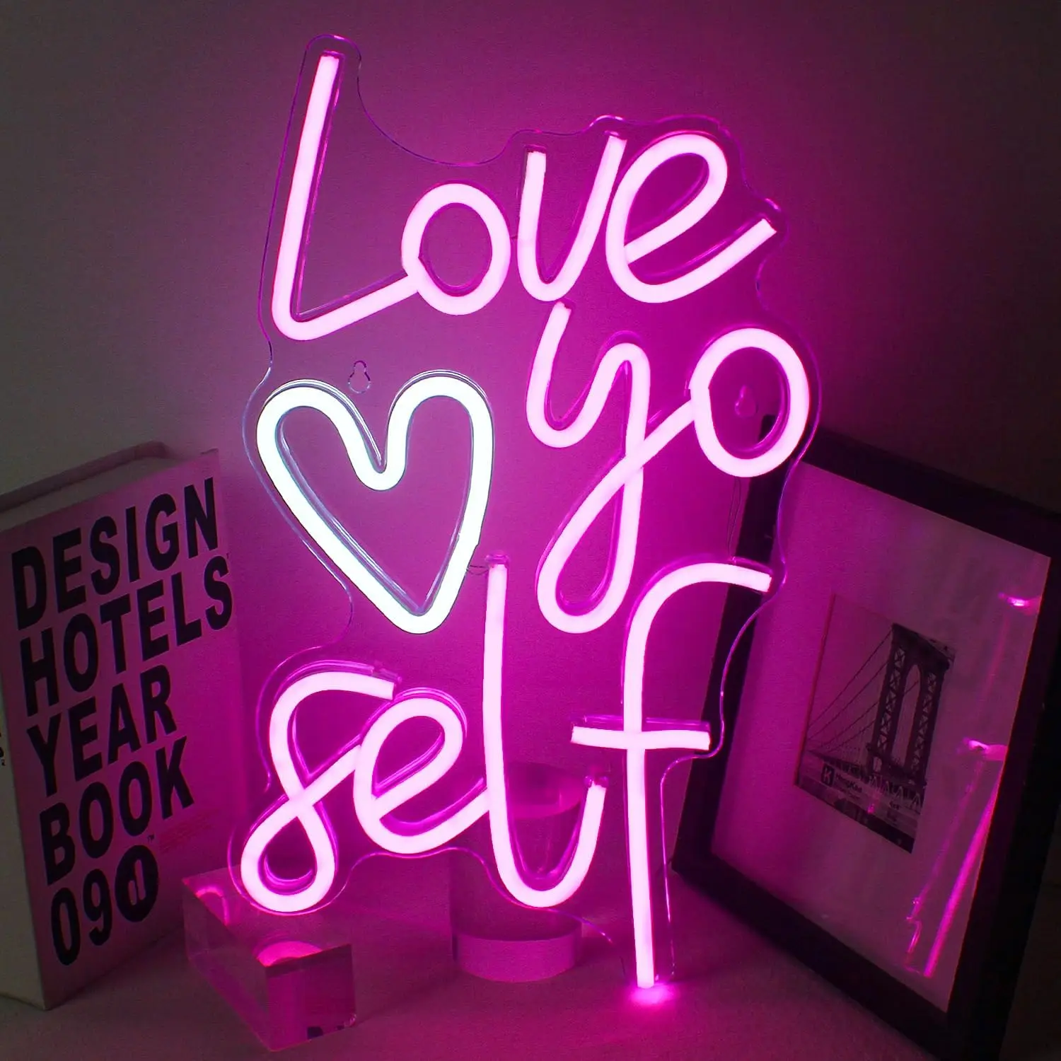 

Love Yoself Neon Sign Heart LED Sign Pink Neon Lights USB Powered for Wall Decor Party Birthday Gift Bar Pub Club Decoration