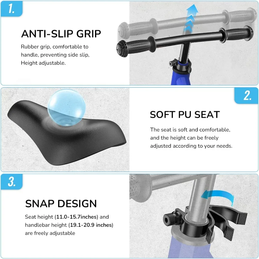 Toddler Balance Bike 2 Year Old Bike Toy for 18 Months to 5 Years Old Tool-Free Adjustment Birthday Gifts for 2-3 Boys Girls No