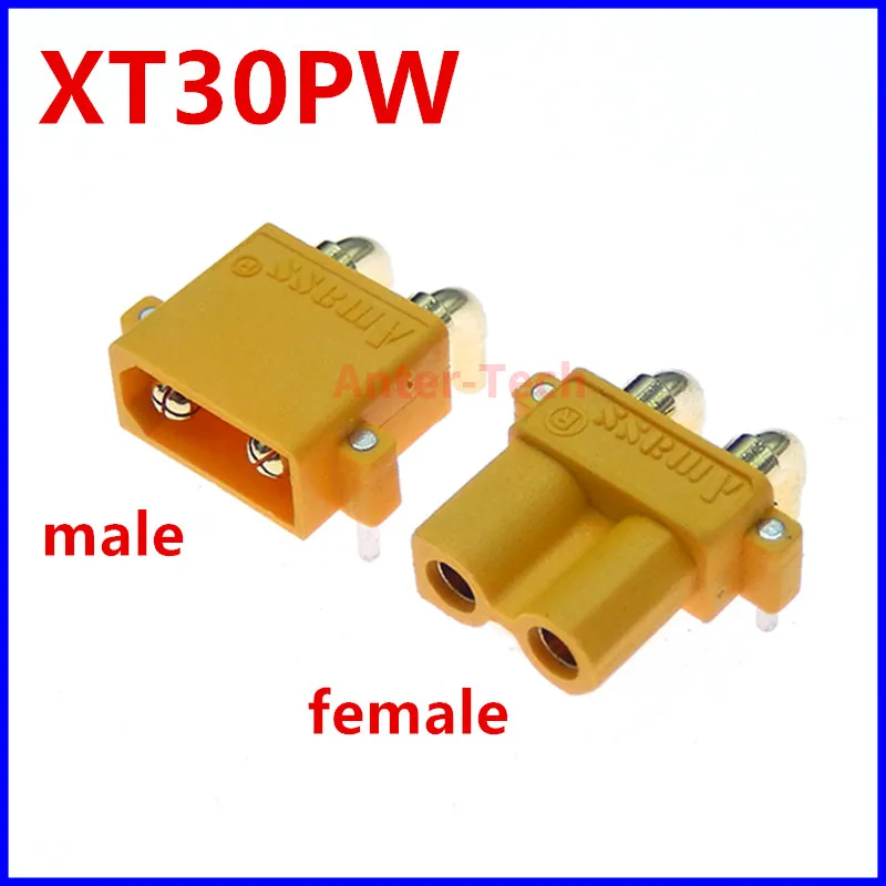 10PCS/5Pairs Amass XT30PW Male Female connector PCB board 2mm Banana Golden head Right Angle Horizontal connector for RC model