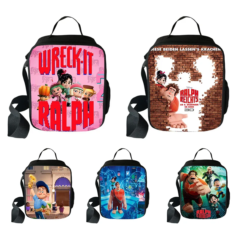 

Hot Wreck-It Ralph Lunch Bags For Student Worker Portable Food Handbag Family Travel Picnic Breakfast Box Child Food Bag