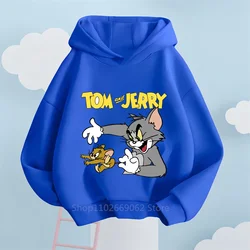 2024 New Spring-Autumn Hoodie With Fun Cat And Mouse Cartoon Prints Stylish Outdoor Wear For Kids Aged 3-14