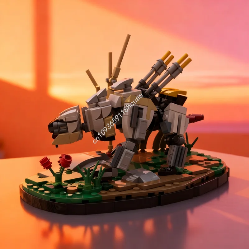 

377 шт. MOC Horizon Zero Dawn пилообразная подставка, модель строительных блоков, игрушка, архитектура, сборка, рождественские подарки, идея, образовательный кирпич