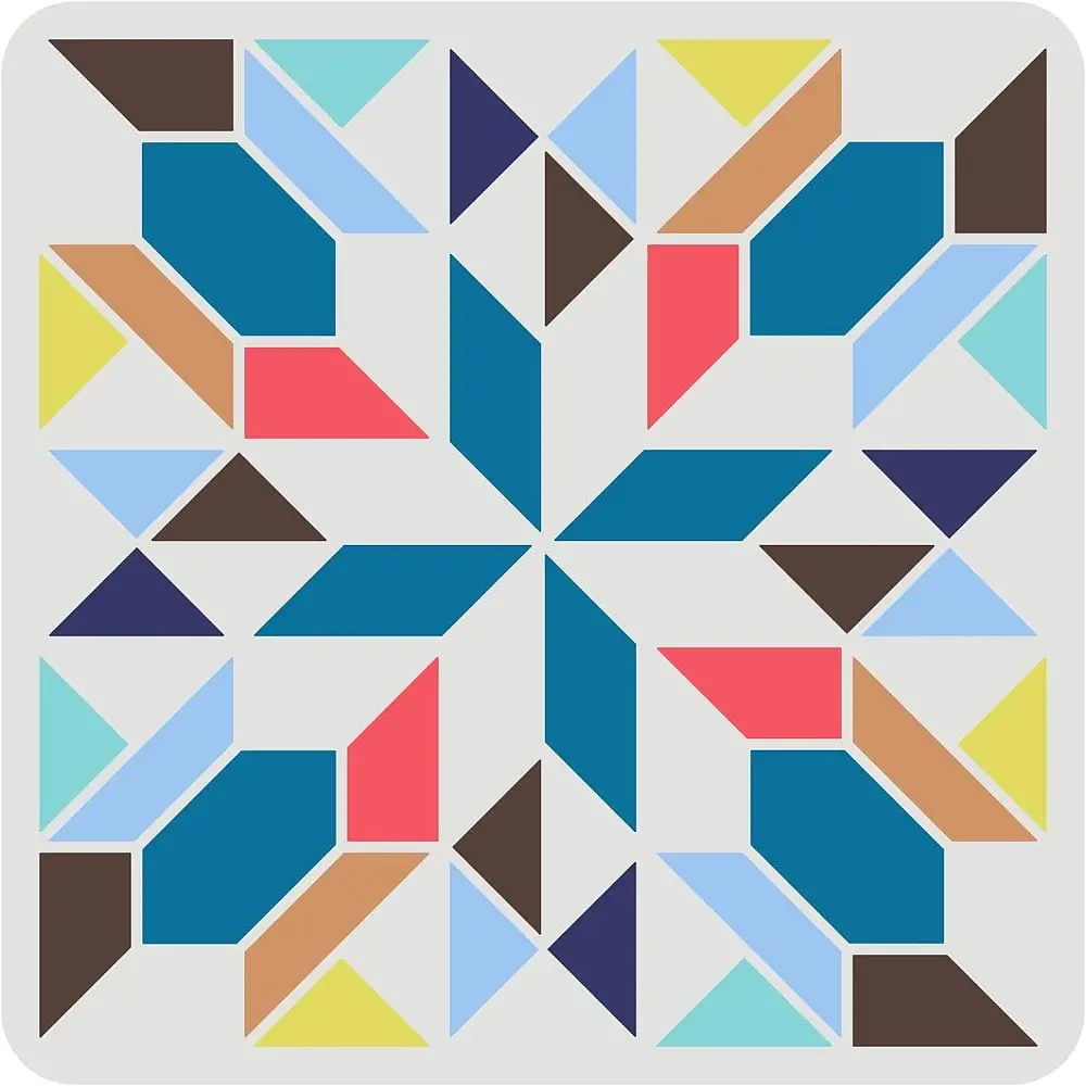 

1 шт. трафарет для сарая 30x30 см, многоразовый калейдоскоп, блок для одеяла, трафарет с узором, трафареты для рисования на патио, плитка для пола, стены