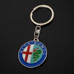 Metal Car Emblem Keychain Keyring Gifts For Alfa Romeo Giulia Stelvio Giulietta 156 159 147 Mito Tonale Brera Disco Accessories