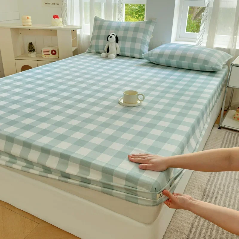 

2025 Heavyweight Traditional Cotton Bed Skirt AClass Single Piece Mattress Protector 100% Cotton Fitted Sheet for Dorm Twin Bed