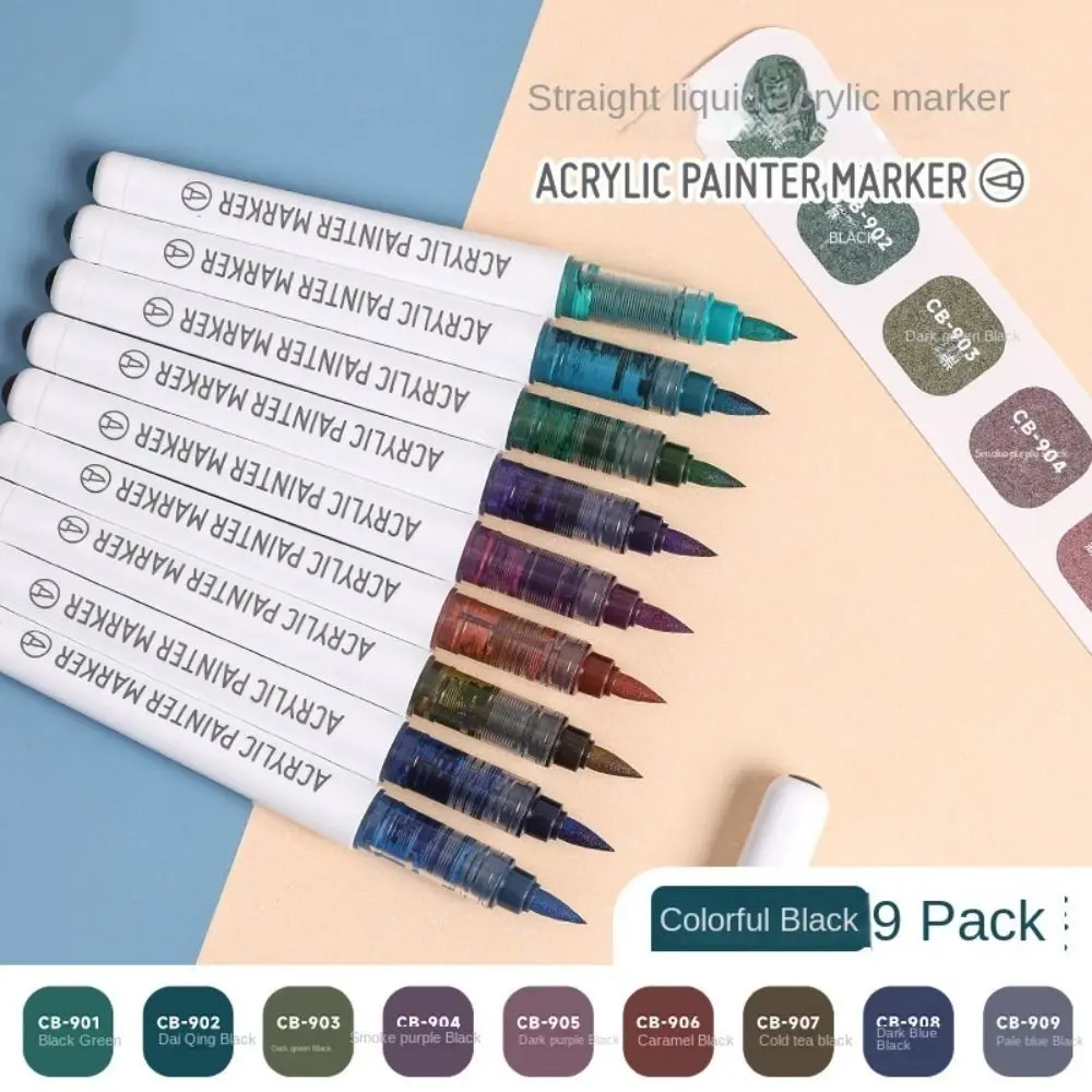 Durable Fine Nib Colorful Marker Multi-purpose 9 Color Drawing Pen Erasable Portable Marker Pen Children Doodle