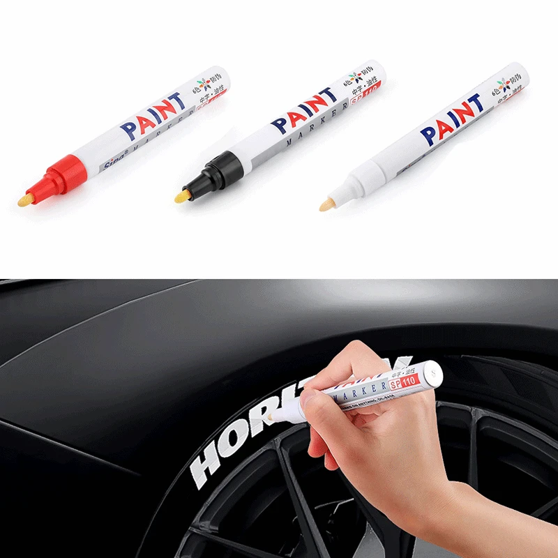 Impermeável Car Paint Pen, Pneu de Roda, pintura oleosa Mark, Auto Borracha Pneu Trilha, Metal Permanent Paint Marker, 1 peça