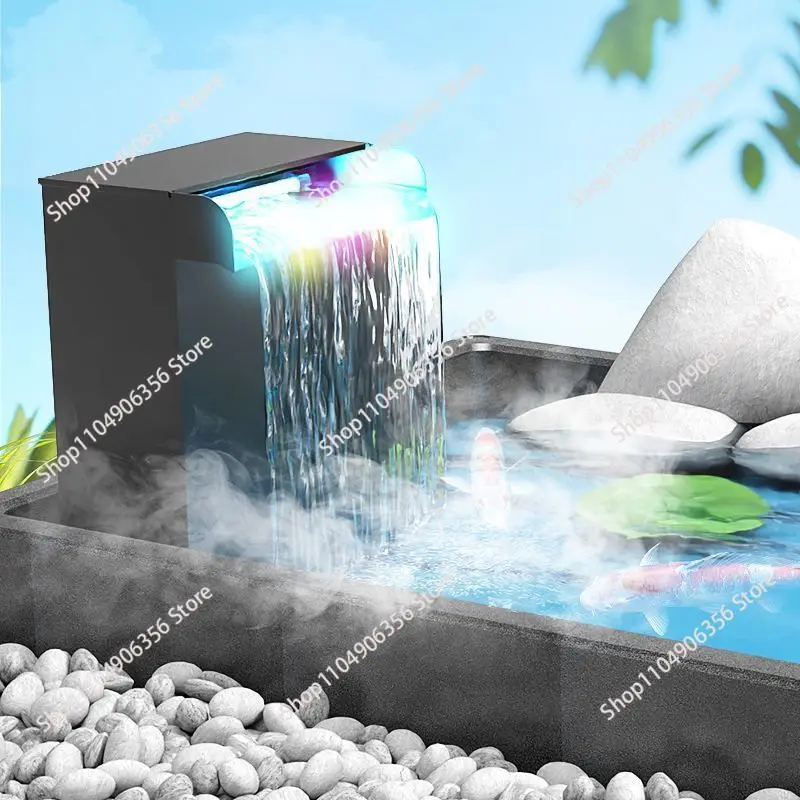 Fish pond filter Water circulation system Stainless steel waterfall filter box Small aerobic fish farming External waterpurifier
