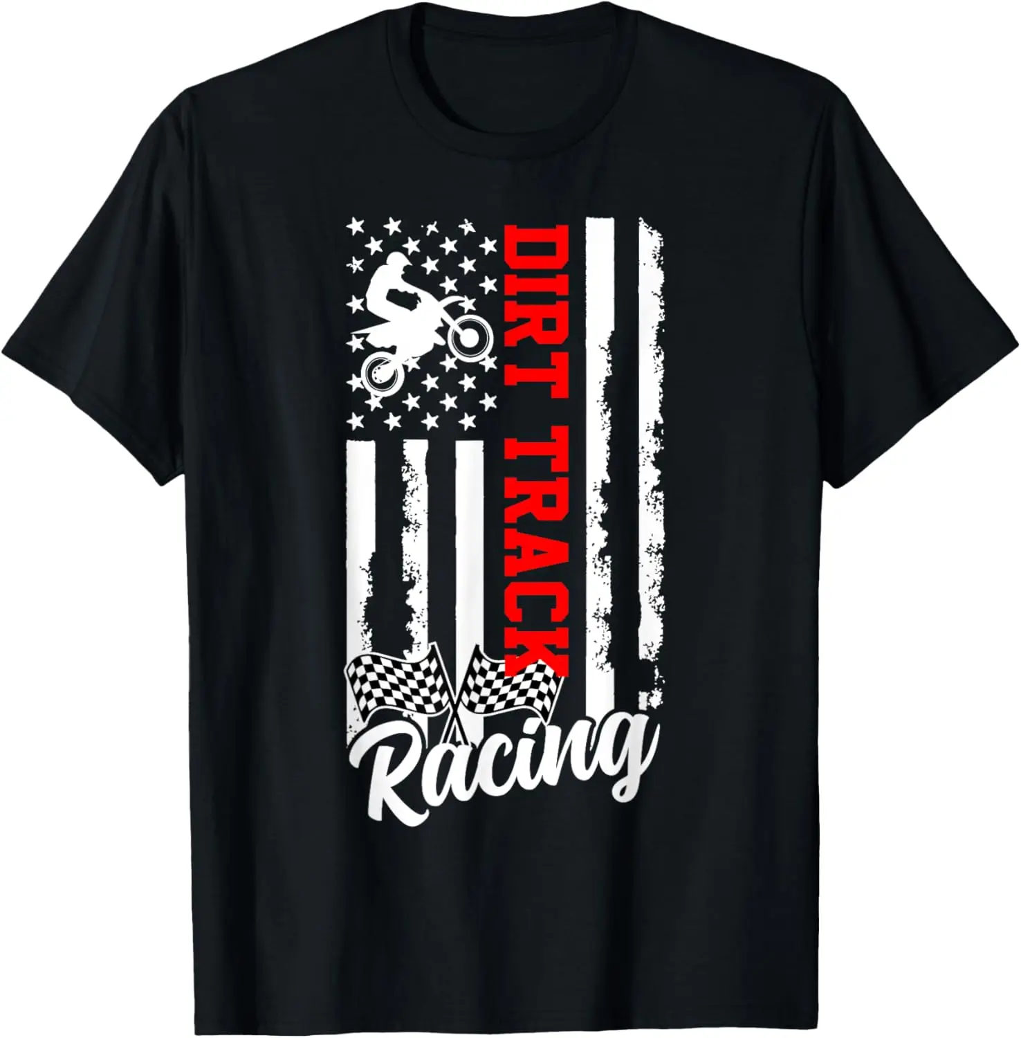 Vintage US American Flag Car Driver Racer Dirt Track Racing T-Shirt