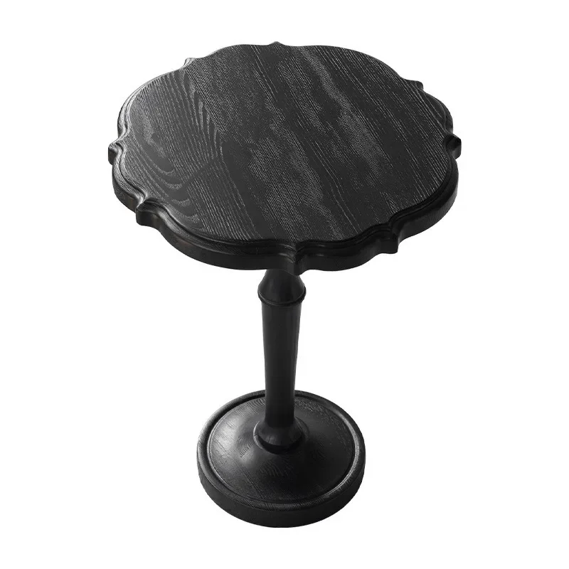 

French retro side solid wood coffee small round household sofa corner